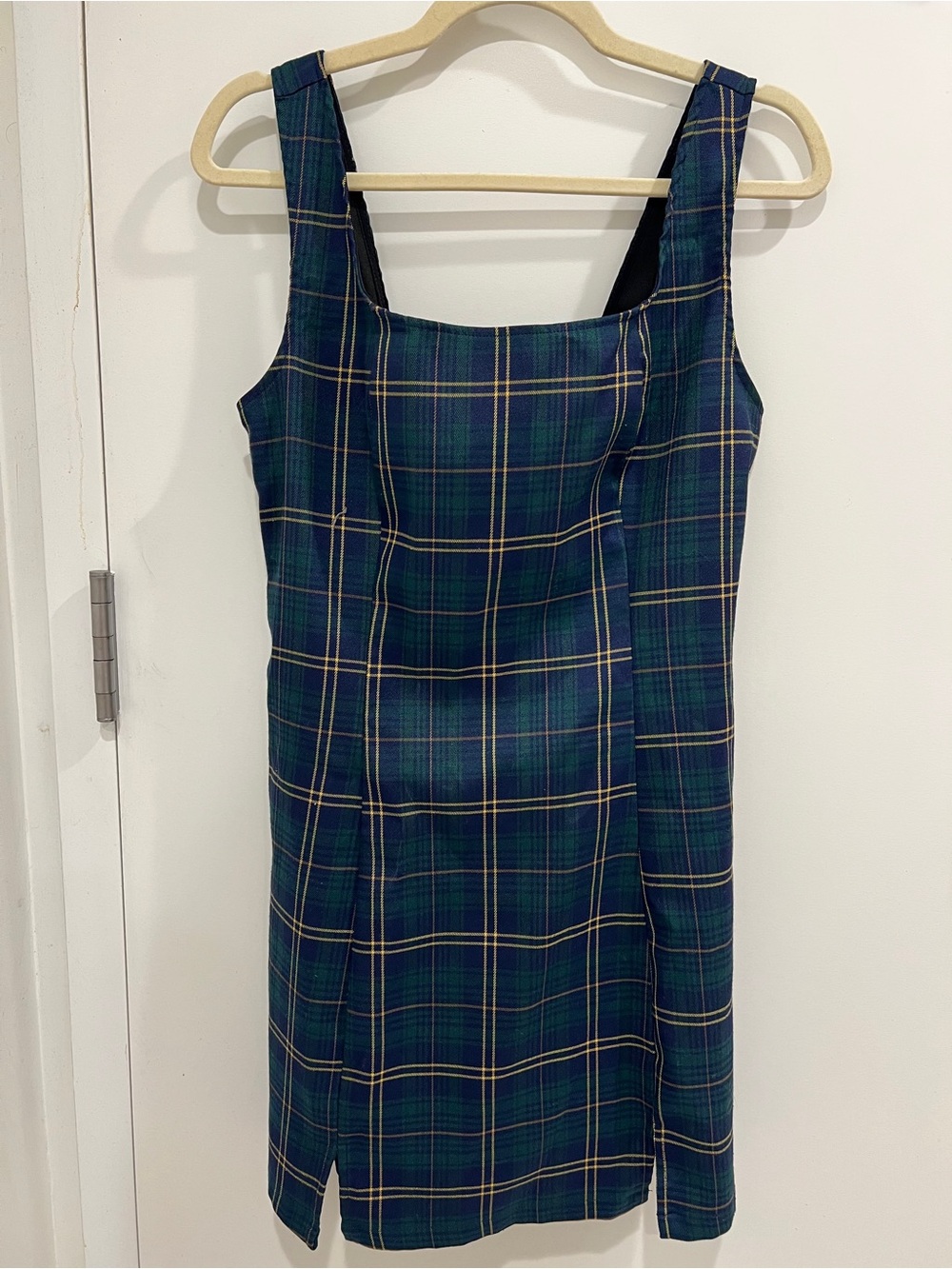 Plaid overall style mini dress - XL